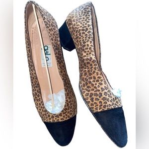 Leopard Print Pumps with Black Cap Toe